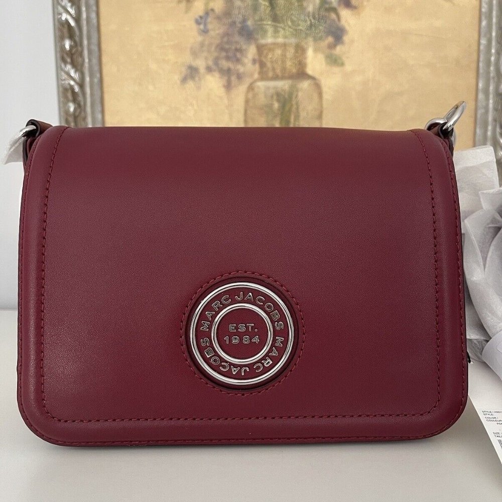 NWT Marc Jacobs Full Flap Logo Shoulder Bag Leather In Pomegranate